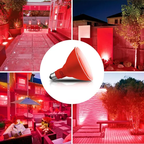 Miniatura 5 de Gonhom PAR38 - Luces de inundación para exteriores, bombillas LED regulables, 20 W (equivalente a 200 W), base E26, porche al aire libre, Rojo