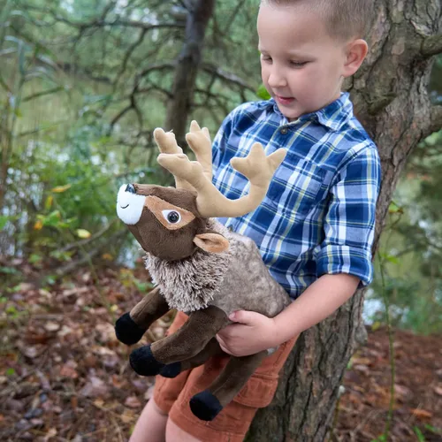 Miniatura 4 de The Petting Zoo - Muñeco de renos de peluche, regalos para niños, animales del zoológico Wild Onez, juguete de peluche Zoologee de reno de 12