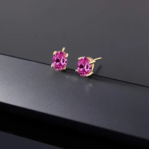 Miniatura 106 de Gem Stone King Aretes de oro de 14 quilates con piedra natal ovalada de 0.315 x 0.236 in Aretes de oro para mujer