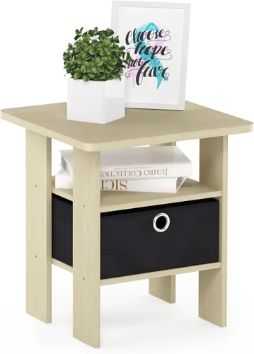 Miniatura 41 de Mesa de noche con cajón Furinno, Madera, Marrón oscuro/Negro