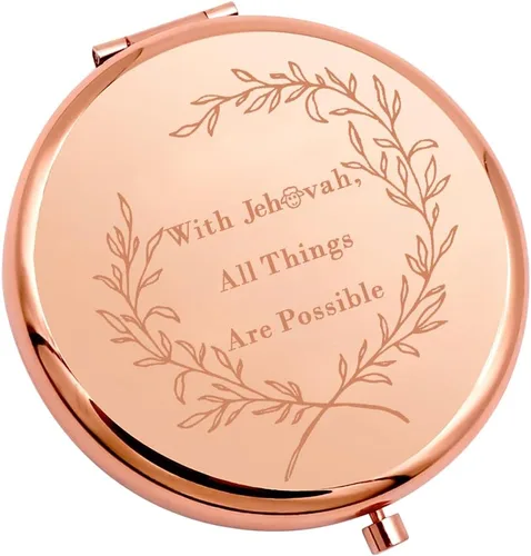 MAOFAED Regalo de versículo bíblico, cita de la Biblia, espejo compacto para mujeres, regalo cristiano, espejo de viaje, espejo de bolsillo