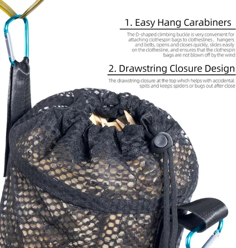Miniatura 3 de Soporte para bolsa de ropa en el exterior, múltiples métodos de colgar, bolsa con cierre de cordón, ventilación y resistencia a la humedad