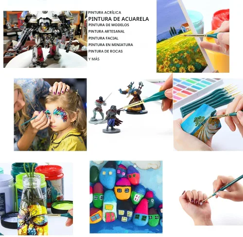 Miniatura 2 de Transon 6 pinceles de detalles extra finos para pintura en miniatura modelo y también pintura acrílica de acuarela