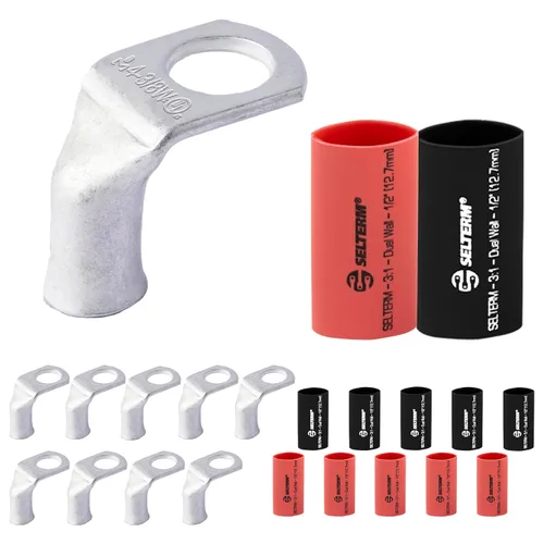 Miniatura 47 de SELTERM 5 piezas terminales de cable de cobre estañado 1/0 AWG perno de 1/2", extremos de cable de batería, terminales de anillo, conectores