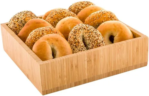 Miniatura 6 de Restaurantware Bandeja de madera de 10 x 3 pulgadas, 1 caja de madera cuadrada duradera, resistente a las astillas, bandeja de madera de bambú negro