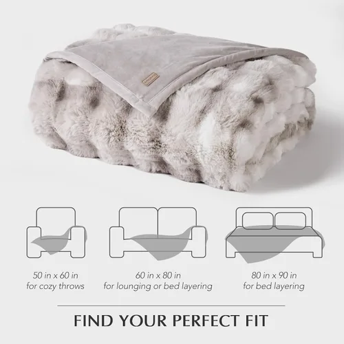 Miniatura 8 de EverGrace - Manta ultra suave de lujo, esponjosa, de pelo de conejo sintético, cálida y gruesa, para cama, reversible, para sofá, silla, color gris