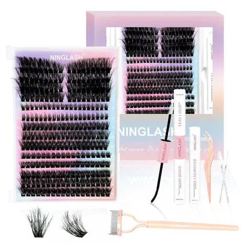 Miniatura 10 de Extensiones de pestañas naturales en racimo de pestañas finas de 0.315 a 0.472 pulgadas, racimos de pestañas cortas de aspecto natural, extensiones