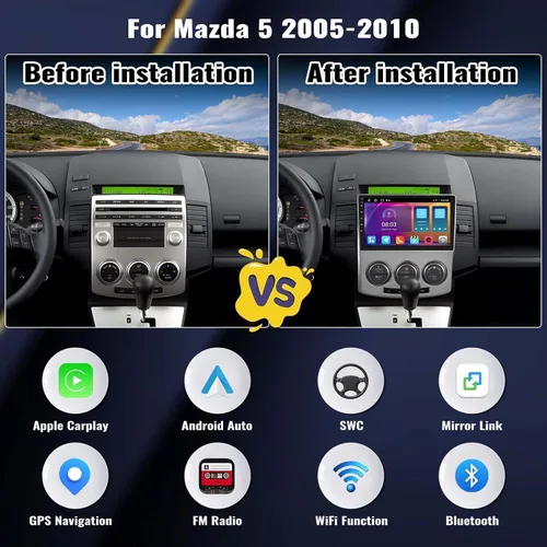 Miniatura 2 de Android 15 [4 núcleos 64G] Radio estéreo para coche Mazda 5 2005-2010 con CarPlay Android Auto, unidad principal de pantalla táctil HD de 9