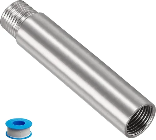Miniatura 12 de Brazo de extensión de cabezal de ducha, 1.2 pulgadas 1/2PT macho a 1/2PT hembra rosca 304 acoplador de montaje de tubería de acero inoxidable