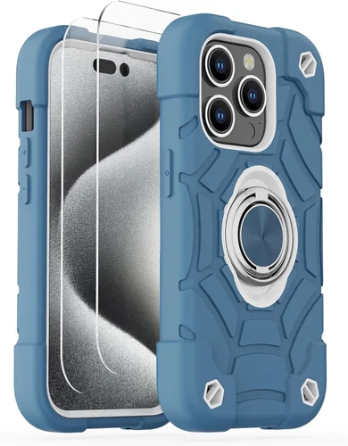 Miniatura 24 de KCJ Funda para iPhone SE 2022/2020, iPhone 8/7/6/6S, con [2×Protectores de Pantalla][Soporte de Anillo] Silicona Suave+PC Duro Protección Completa