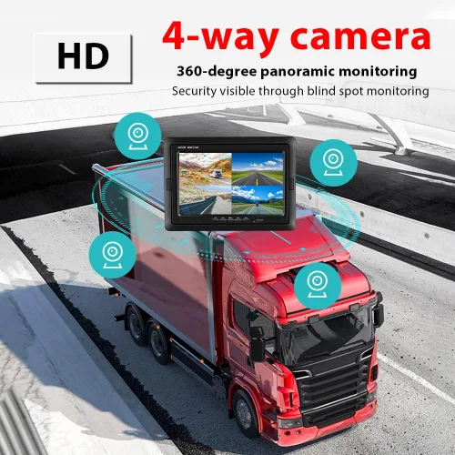 Miniatura 3 de Hikity Monitor de cámara de respaldo de vehículo de 7 pulgadas, pantalla LCD HD dividida cuádruple, monitor de automóvil para SUV, furgoneta, RV