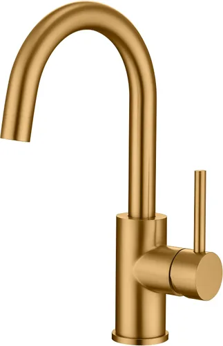 Miniatura 11 de Grifos de barra de un solo agujero, mini grifos de fregadero de cocina de oro cepillado, grifos de fregadero de barra húmeda moderna de acero