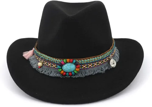 Miniatura 7 de GRNUS Mens Felt Western Cowboy Hat Fedora Outdoor Wide Brim Cowgirl Hat for Women