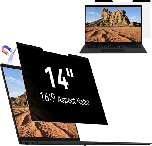Mamol Pantalla magnética de privacidad para laptop de 14 pulgadas, aspecto 16:9, protector antideslumbrante extraíble, filtro de pantalla de