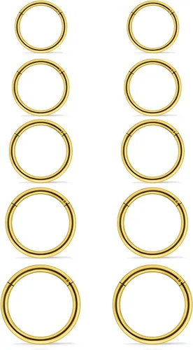 Miniatura 5 de 10 aretes de acero quirúrgico de 16 G, con bisagras, segmento de septum, labio, pezón, cartílago, tragus, hélix, piercing, joyería para mujeres