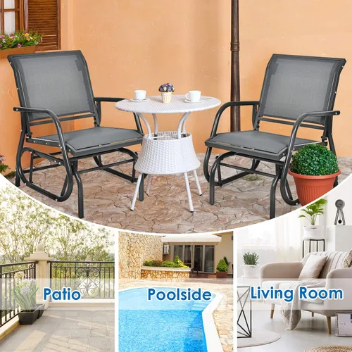Miniatura 4 de Giantex Silla columpio con marco de metal de estudio, cómoda silla de patio para jardín, porche, patio trasero, piscina, mecedora para césped al Gris