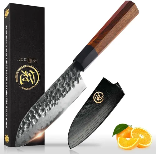 Miniatura 10 de Cuchillo de chef Kiritsuke de 9 pulgadas, cuchillo de cocina japonés hecho a mano forjado profesional afilado, cuchillo de cocina AUS10 de acero