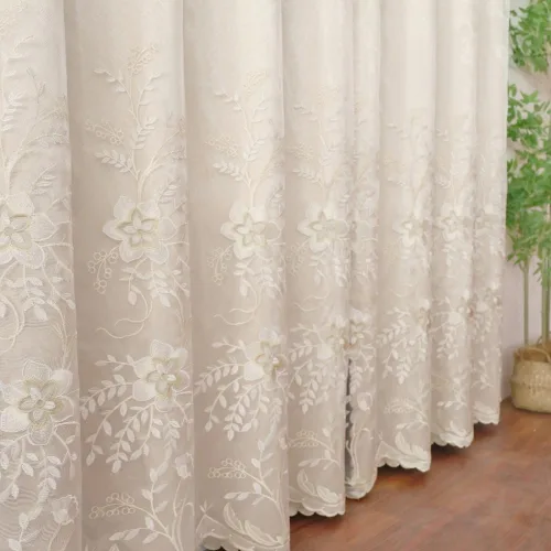 Miniatura 5 de Amidoudou 1 par de cortinas europeas de doble capa para sala de estar, dormitorio, cortinas bordadas de flores de lujo con cenefa