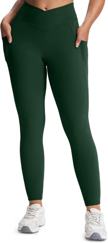 Miniatura 29 de Aoxjox Trinity - Pantalones de yoga de cintura alta con bolsillos para mujer, control de abdomen, cintura cruzada, leggings de entrenamiento suaves