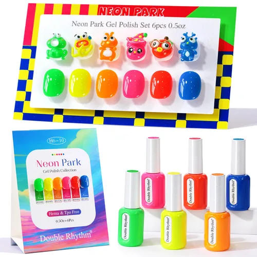 Miniatura 27 de Double Rhythm Juego de 6 esmaltes de gel sin hema, de 0.50 onzas, del mismo color, del mismo color, con el mismo color que se remoja, kit de esmalte