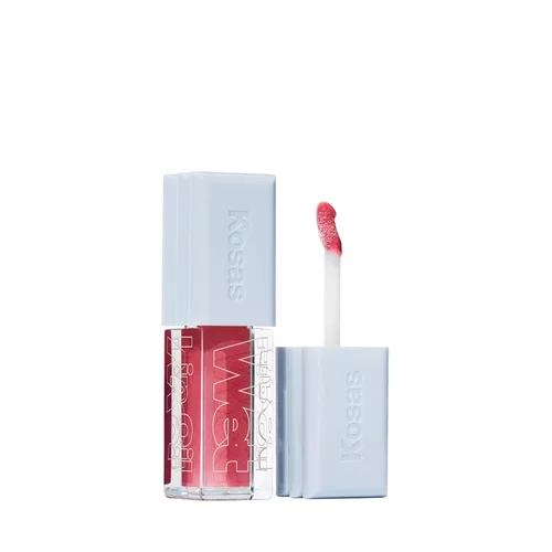 Kosas Wet Lip Oil Gloss - Tratamiento hidratante y voluminizador de labios con ácido hialurónico y péptidos, acabado no pegajoso (Malibu)