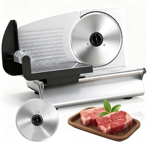 SUPER DEAL Cortador Eléctrico Premium de Carne para Alimentos - Hoja de Acero Inoxidable de 7.5 Pulgadas para Cocina Hogar, Deli, Carne, Alimentos,