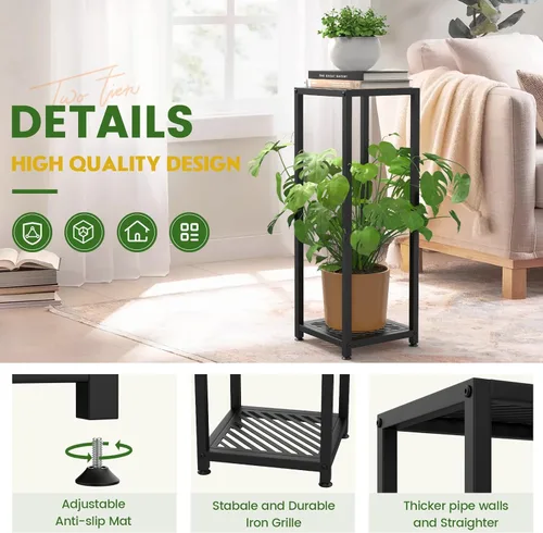 Miniatura 6 de TOSKING Soporte alto para plantas para interiores – Estante de metal moderno de 2 niveles, altura de 30 pulgadas y capacidad de 200 libras