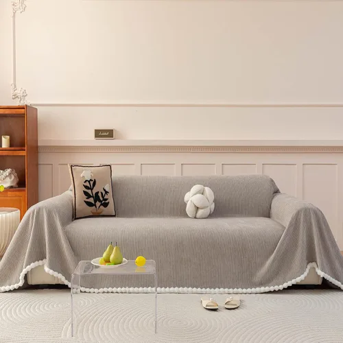 Miniatura 56 de HANDONTIME - Funda de felpilla de sofá para perros, para sillón, sofá modular, biplaza, futón o en forma de L, estilo bohemio, con borlas, lavable
