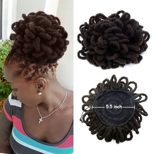 Miniatura 16 de Yinmei Baibian Loc Cola de Caballo con Cordón Moño de Pétalos Moños de Rastas Afro Rojas Cola de Caballo Rizado Hinchado Trenza Colas de Caballo