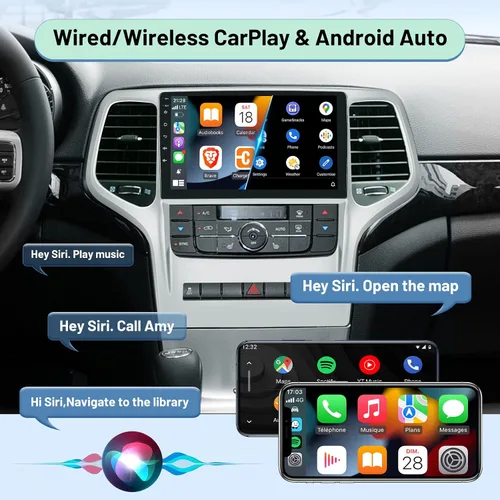 Miniatura 4 de [2G+32G] Radio de coche Android para Jeep Grand Cherokee 2008 2009 2010 2011 2012 2013, pantalla táctil de 9 pulgadas, estéreo de juego