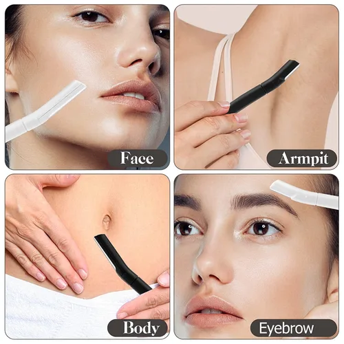 Miniatura 3 de Maquinilla de afeitar para cejas, rasuradora facial Dermaplane para mujeres, afeitadora de cejas (8 unidades), eliminación de pelusa de melocotón