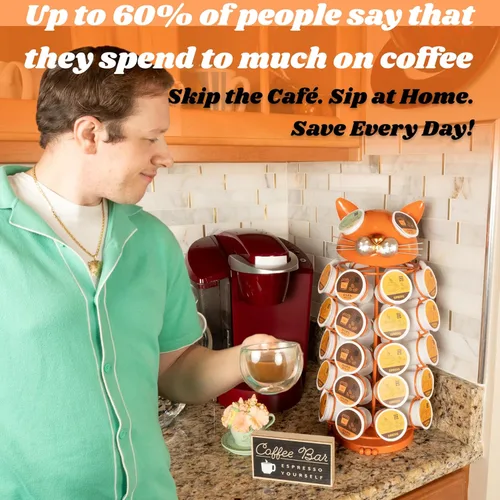 Miniatura 5 de Made Easy Kit Soporte para cápsulas de café con carrusel, compatible con K-Pods K-Cups Keurig, organizador de almacenamiento de encimera, decoración