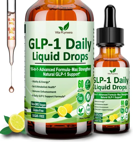 Gotas líquidas de apoyo GLP-1, fórmula 10 en 1 con berberina, canela de Ceilán, fibra prebiótica y extracto de té verde | Apoyo para el metabolismo