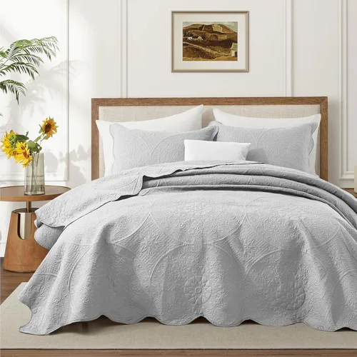 Miniatura 9 de MOONLIGHT20015 Paquete de 8 Colchas Tamaño King para Cama (106" x 96") - Venta al Por Mayor para Hoteles, Dormitorios de Huéspedes y Airbnbs - Gris