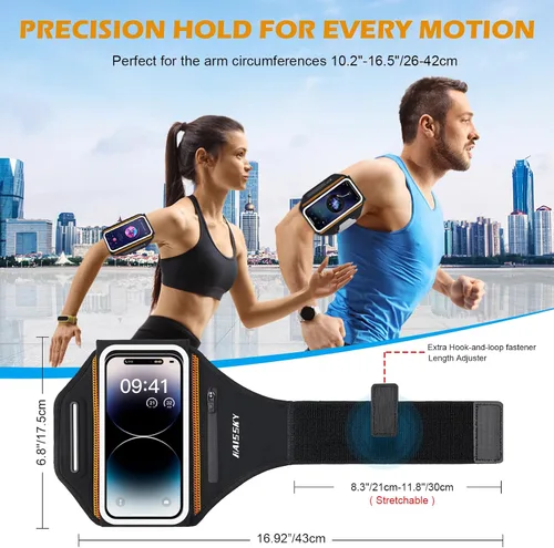 Miniatura 4 de Brazalete de teléfono para correr con soporte para auriculares, diseño 3D para teléfonos celulares para iPhone 17/16/15/13 Pro/Plus y S24/S20