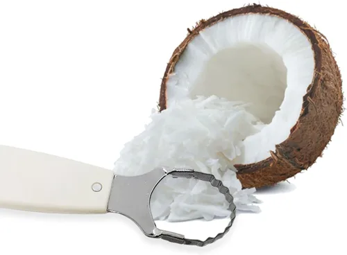 Miniatura 3 de WitnyStore Rallador de coco con mango de plástico blanco de 8¾ pulgadas de largo, 2 cuchillas, herramienta de cocina de estilo tailandés tradicional