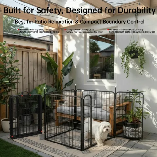 Miniatura 3 de Jaulas Portátiles para Perros y Corralito, Jaula de Metal de 32 Pulgadas para Perros Pequeños/Medianos, para Interior/Exterior, Correas