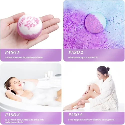Miniatura 5 de CalmNFiz Set de 20 bombas de baño para mujeres, regalo natural con maravilloso efecto efervescente, con manteca de karité y aceites esenciales, baño