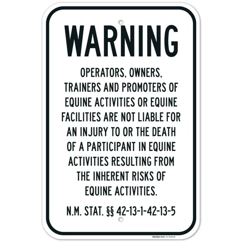 Miniatura 15 de Sigo Signs, Warning Under New Mexico Law Patrocinador de actividad equina o letrero profesional, 10 x 7 pulgadas, calcomanías de vinilo de 4 mil