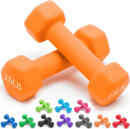Miniatura 50 de Portzon Mancuernas con Pesos 10 Opciones de Colores Compatibles con Juego de 2 Mancuernas de Neopreno, 1-15 Libras, Antideslizantes, No se Ruedan