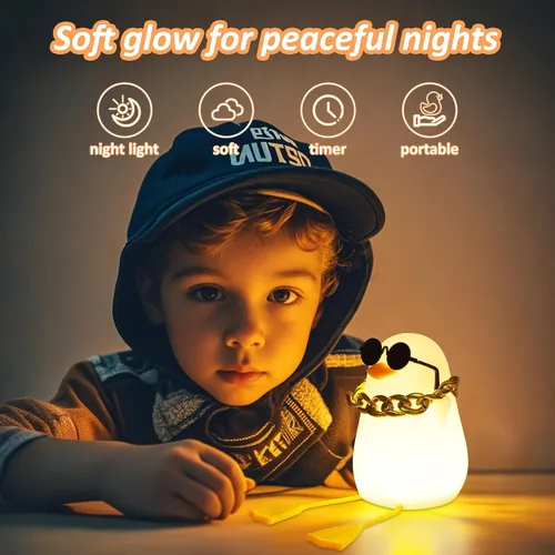 Miniatura 5 de Anywin Luz nocturna de pato para niños, bonitos regalos de patos Benson, lámpara de noche de silicona suave al tacto para guardería, regalos