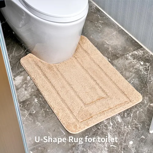 Miniatura 2 de Juego de 3 alfombras de baño, con alfombra de inodoro en forma de U de 20 x 28 pulgadas, ultra absorbente de agua y súper suave, antideslizante