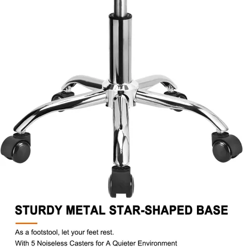 Miniatura 9 de JOSTZHXIN Respaldo de taburete rodante, acolchado de asiento grueso, silla rodante resistente para oficina en casa, silla giratoria de altura Gris