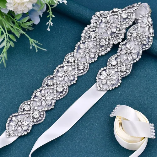 Miniatura 51 de azaleas Cinturón de boda fino de cristal para mujer, cinturón de novia para boda, dama de honor, accesorios de vestido de niña de las flores, 16