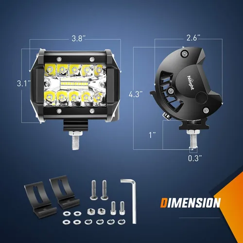Miniatura 2 de Nilight 8 piezas de cápsulas LED de 4 pulgadas, 60 W, barra de luz combinada de inundación y foco, triple fila, lámpara de conducción para techo