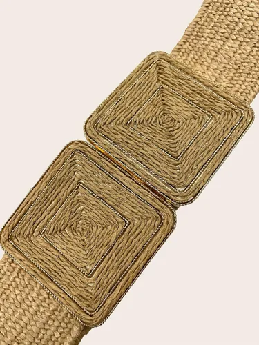 Miniatura 3 de Verdusa Cinturones de paja con hebilla simétrica para mujer, cintura elástica