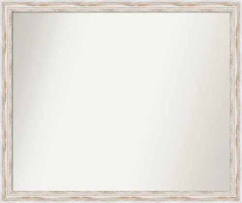 Miniatura 221 de Amanti Art Espejo de baño blanco para sobre el fregadero, 30 x 35 pulgadas, espejo de tocador rectangular estrecho de Eva de oro blanco, marco