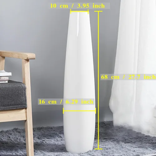 Miniatura 3 de Jarrón alto de cerámica blanca de 28 pulgadas, soporte para flores, jarrones grandes decorativos para centros de mesa, estantes, decoración