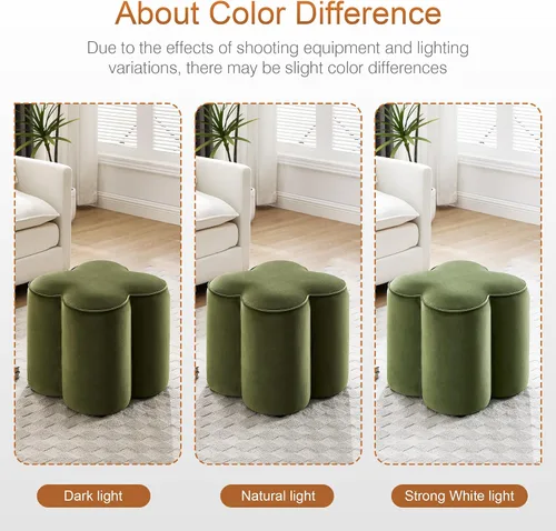 Miniatura 7 de Zesthouse – Otomana con forma de flor, reposapiés de terciopelo para sofá, taburete moderno para sala de estar, bonito taburete cuadrado