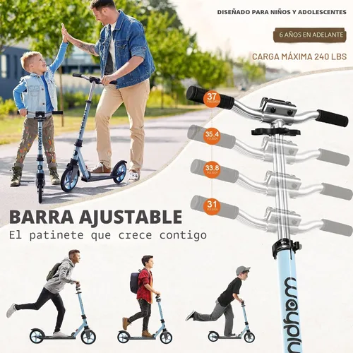 Miniatura 3 de WAYPLUS KS1 Kick Scooter para mayores de 6 años, niños, adolescentes y adultos. Carga máxima de 240 libras. Plegable, ligero, ruedas grandes de 8